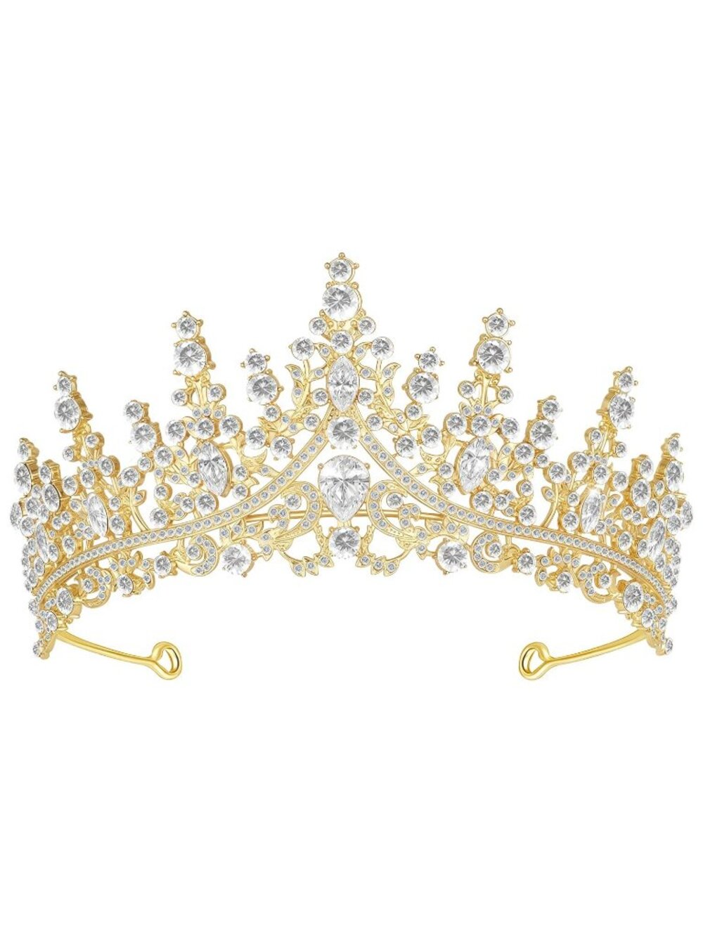 D#-Gold Queen Tiara Crown For Women Bridal Prom Birthday Party Headpiece